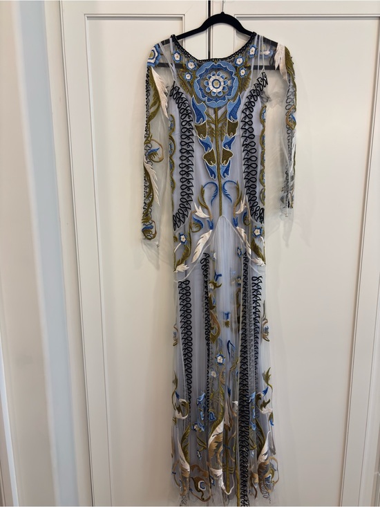 Temperley London Dresses & Skirts - Temperley London Sheer Embroidered Maxi Dress in Blue and Olive